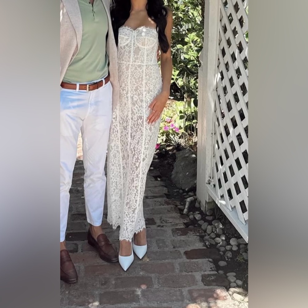 HELSA The Lace Column Dress in White